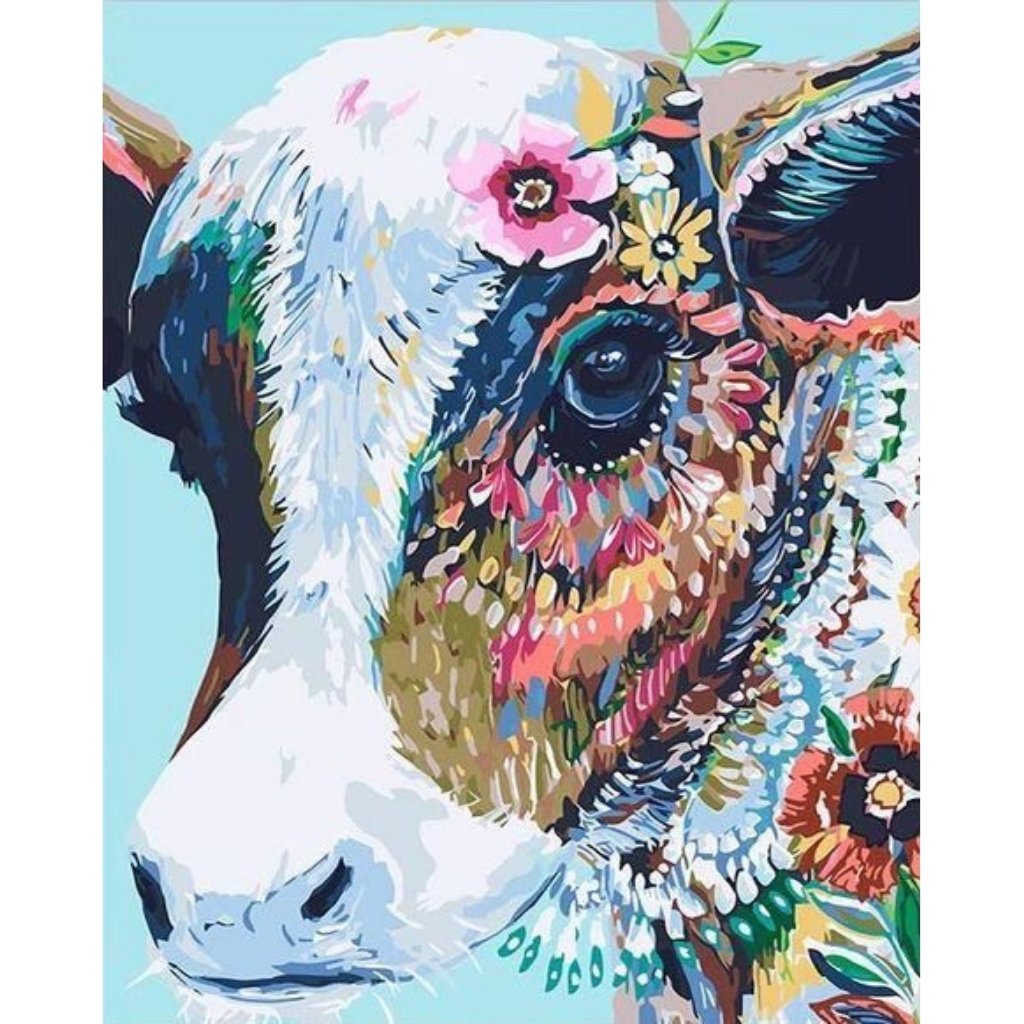 Floral Abstract Cow Paint By Numbers Number Art